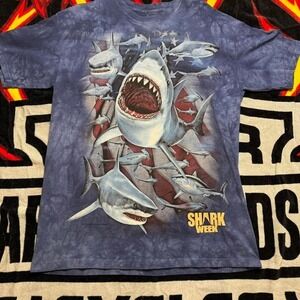 The Mountain Sharkweek 2015 Tee Mens Large Blue Tie Dye